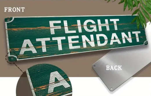 Blechschild Flight Attendant