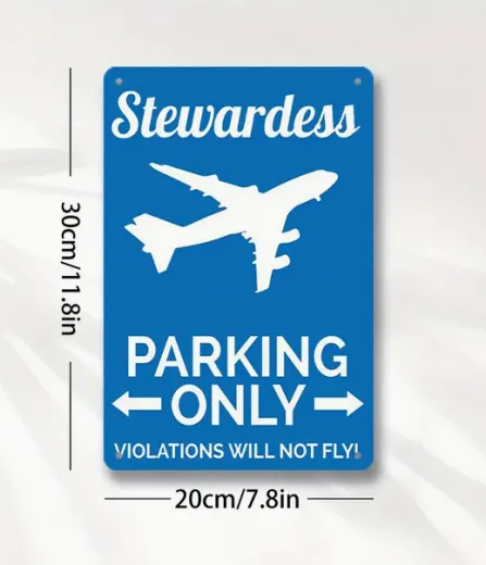 Blechschild Stewardess Parking