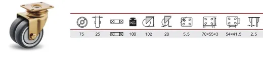 Ersatzrolle für Flugzeugtrolley silber