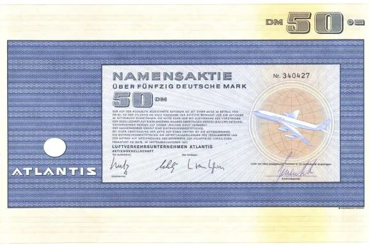 Historic Atlantis air transport company share